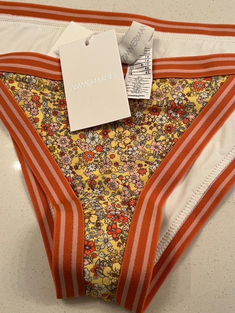 Zimmermann Carnaby Floral-Print Triangle Bikini Briefs NWT Size:3 GWP
